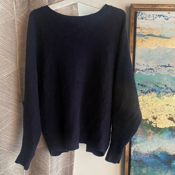 Nordstrom Collection Women 100% Cashmere Pullover Sweater Navy Blue Size Small - Picture 1 of 12